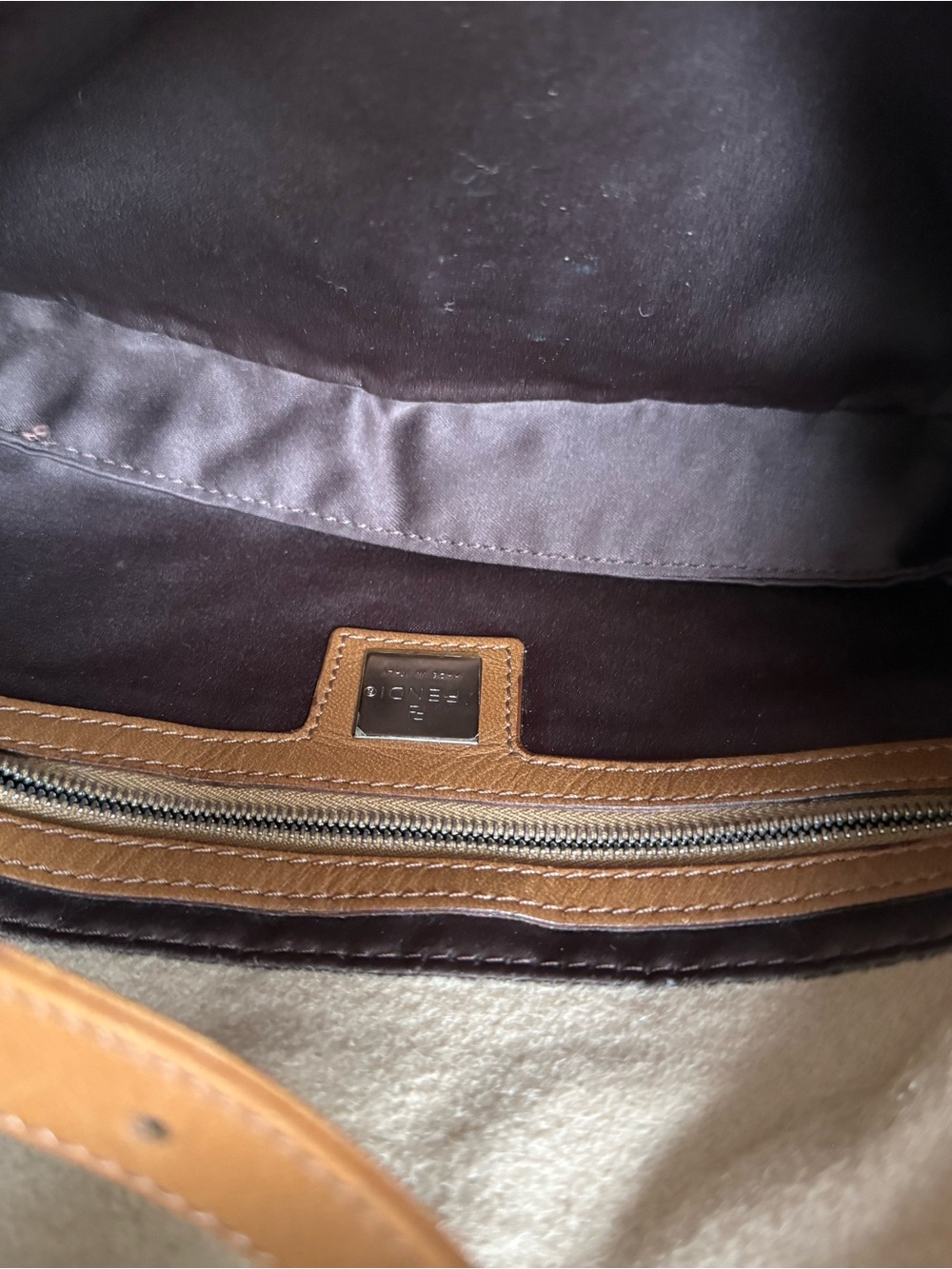 Vintage Fendi Brown Wool Baguette Shoulder Bag - Picture 8 of 10